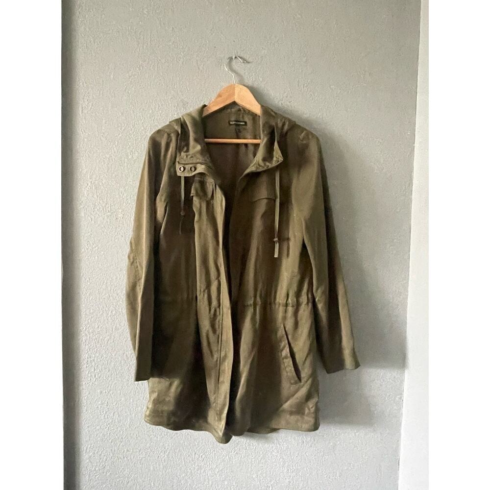 Eileen Fisher Hooded Anorak Polished Jacket, Olive